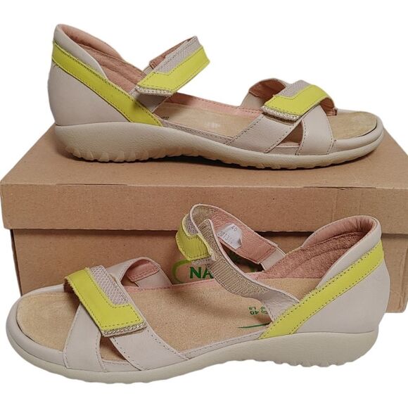 New Naot Karawa Ivory Lime Mary Jane Sandals 40 - Picture 1 of 7